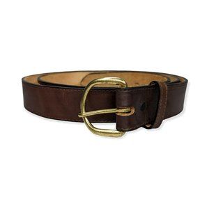 Double S Belt Collection Brown Leather Belt w/ Brass Buckle Size 56